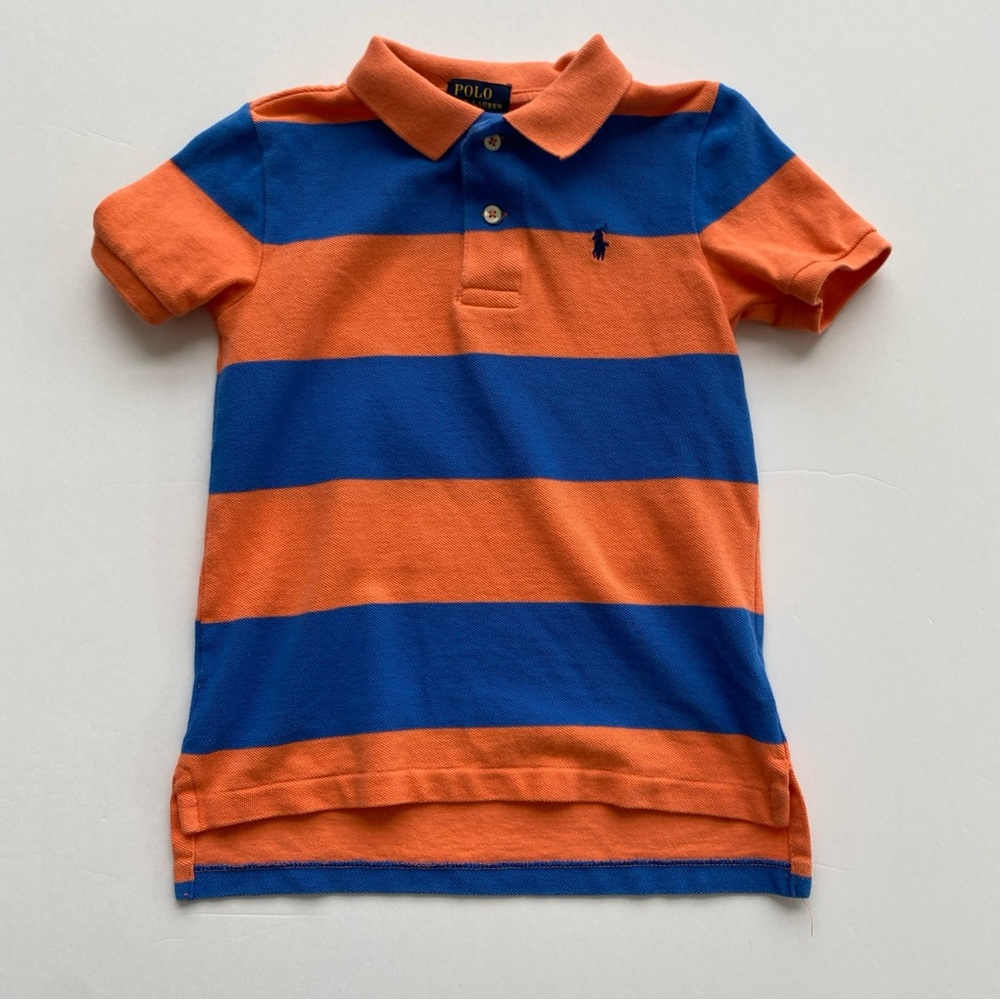Polo Ralph Lauren Big Kids Orange Blue Striped Polo Sz 6.